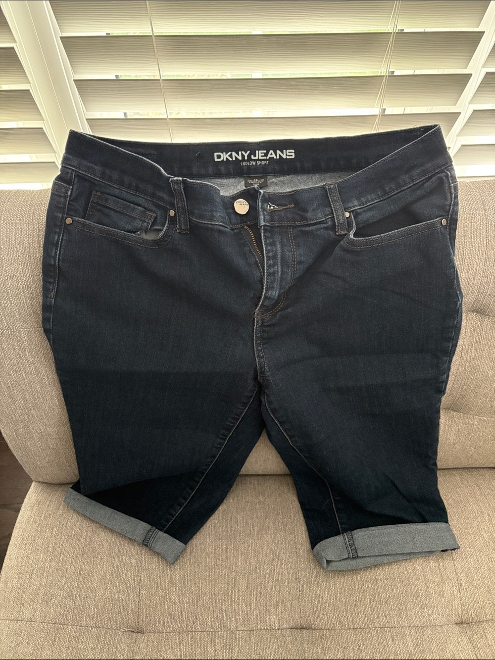 DKNY Dark Blue Boyfriend Jeans Shorts